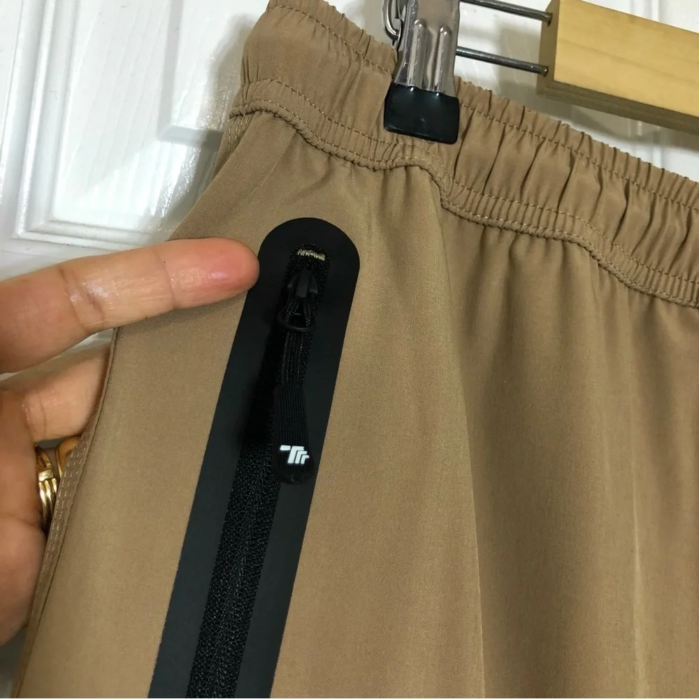 Travels Together By You Ruched Drawstring Waist Pocket Lightweight Khaki Pants L